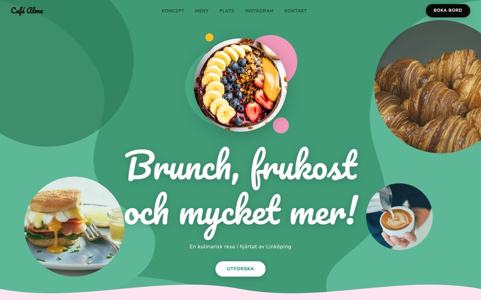 Webbplats mockup för Café Alma