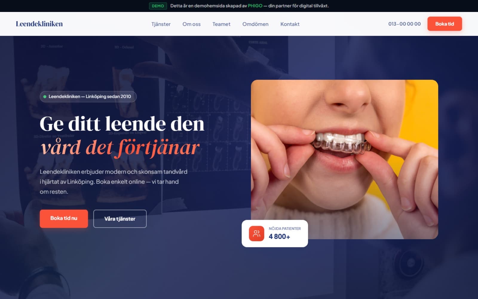 Webbplats mockup för Leendekliniken